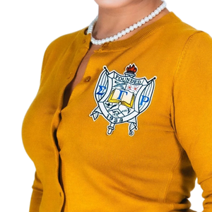 Ladies SGRho Pearled Button Knit <b>Cardigan</b> Personalized Logo Embroidery Classic Button Front Sweater Elegant Women's Fashion - Product Image 2