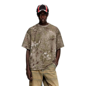 <b>Men's</b> Oversized Short Sleeve O-Neck Hip Hop Style 100% Cotton Jersey Breathable Eco-Friendly Contrast Trim T-Shirt - Product Image 4