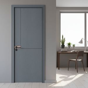Minimalist Wooden Veneer Private Entry Room Door Moisture-resistance Fire-retardant Solid MDF Material Prehang Door Interior - Product Image 6