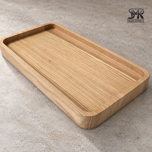 Bandeja de Madera con Borde Elevado y Acabado Liso, de un Solo Nivel, para Relojes, Joyas, Llaves, Carteras, Organizador para Cocina y Habitación de Hotel - Product Image 6