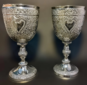 Copa de latón dorada grabada, hecha a mano y soplada a mano, de 51-100 ml de capacidad, para rituales judíos, la más vendida. - Product Image 3