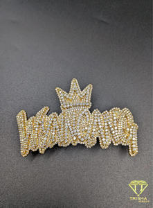 Lab Grown Moissanite Crown <b>Name</b> Pendant Iced Out Hip Hop Gold Plated <b>Necklace</b> Bling Jewelry Gift for Unisex - Product Image 2