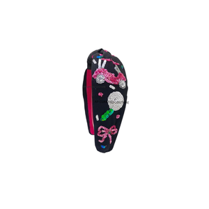 Diadema rosa con nudos para fanáticos de equipos de golf, accesorio para el cabello, diadema de cuentas de última moda, diseños de cuentas hechos a mano y personalizados. - Product Image 6