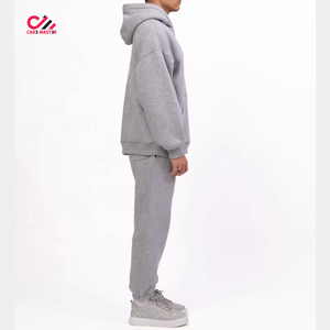 Sweat-shirt et pantalon décontractés en coton, coupe ample, couleur unie, manches longues, effet délavé, qualité supérieure, vente en gros - Product Image 4