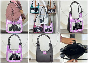 Sac à bandoulière en cuir à carreaux pour femmes, tendance 2026, sac à main de luxe en cuir de vache véritable avec poils, pour femmes - Product Image 3