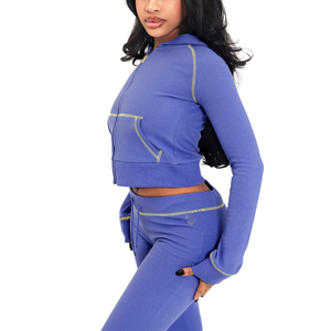 ชุดวอร์มฤดูใบไม้ร่วงฤดูหนาวแบบ 2 ชิ้น เสื้อฮู้ดมีซิป กางเกงวอร์ม ชุดเซ็ตสำหรับผู้หญิง ชุดแทรคสูท ไซส์พลัส เสื้อผ้าผู้หญิง - Product Image 5