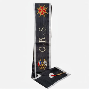 Scottish Rite 30th Degree Almoner Sash CKS Masonic Embroidered Regalia Customized Fabric <b>Badge</b> with Star and Flags Design - Product Image 2