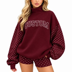 Compre Conjunto de Dos Piezas Premium para Mujer, Sudadera de Manga Larga con Cuello Alto y Pantalones Cortos con Diseño de Puntos, Ropa Casual para Estar en Casa - Product Image 6