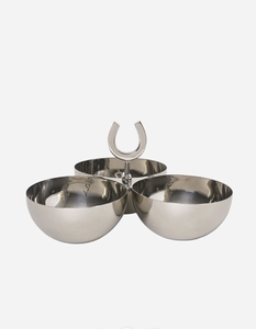 Plat de service à 3 compartiments en métal, inspiré de l'écurie, pour collations, noix et apéritifs, pour la décoration de table - Product Image 1