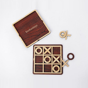 Wooden Tic Tac Toe Board Game With X And O Pieces Modern Tabletop Strategy <b>Puzzle</b> Toy For Kids And Family Quick Play Enjoyment - Product Image 2