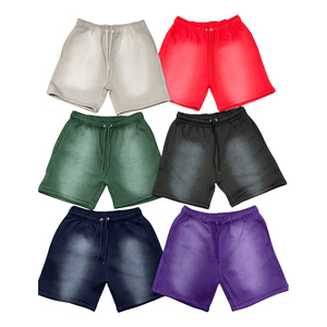กางเกงขาสั้นผู้ชายสีม่วง ผ้าฝ้าย มีเชือกผูกเอว สีพื้น สไตล์ลำลอง ทรงจ็อกเกอร์ เอวกลาง ระบายอากาศได้ดี ผ้าถัก - Product Image 5