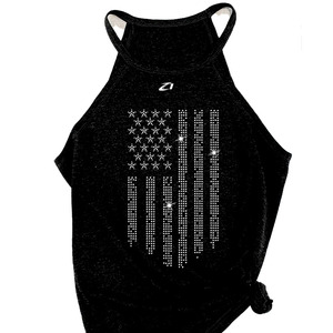 Wholesale Women Black Rhinestone Star Stripe Racerback Tank <b>Top</b> Sleeveless Summer Casual Graphic Vest Women's Shirts OEM Service - Product Image 6