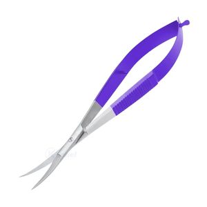 Export Quality Purple Glitter Ergonomic Spring Handle Fine Blade Stainless Steel Precision Beauty Grooming Eyebrow Scissors - Product Image 2