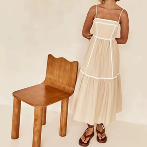 เดรสสายเดี่ยวสีขาวสไตล์ลำลองสำหรับฤดูร้อน ทรงเอไลน์ ไซส์ S-XL  ชุดเดรสยาวแบบสลิปสำหรับผู้หญิง - Product Image 3