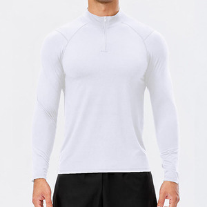 Haut de sport athlétique pour homme à manches longues avec quart de zip, séchage rapide, pour la course et l'entraînement en salle de sport, service OEM - Product Image 5