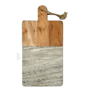 Tabla de cortar madera y mármol para cocina, tabla de cortar de alta calidad, color gris, para vegetales y queso
