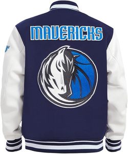 Veste universitaire brodée Dallas Mavericks, couleur personnalisée, bordure contrastée, décontractée pour adulte, 100% respirante, séchage rapide, printemps - Product Image 2