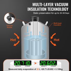 Contenitore per Azoto Liquido in Lega di Alluminio da 30L con 6 Bombole e Borsa per il Trasporto con Cinghie - Dewar da Laboratorio - Product Image 2