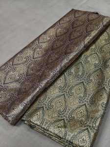 Tissu brocart jacquard banarasi - motif floral en zari - Product Image 1