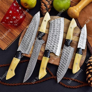 Juego de Cuchillos de Chef Profesionales de Acero de Damasco, Forjados a Mano, 5 Piezas, Ligeros, Duraderos, Afilados como una Navaja, OEM, ODM, OBM, Hueso de Camello - Product Image 2