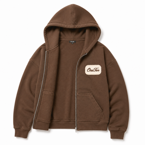 Sweat-shirt en molleton à capuche marron pour homme OneTen, coupe ample, logo brodé, vêtement décontracté pour l'automne - Product Image 2