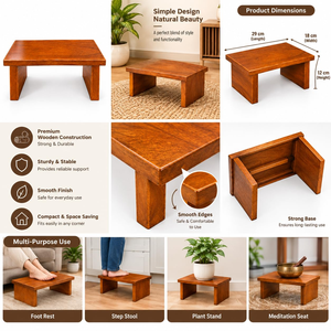 Mesa de Centro Rectangular de Madera Maciza, Mesa de Centro de Madera Hecha a Mano con Patas de Panel para Sala de Estar, Hogar y Estilo Rústico Moderno - Product Image 5