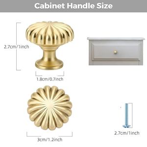 Vintage Brass Flower Cabinet Knob Decorative Round <b>Drawer</b> <b>Pull</b> Antique <b>Gold</b> Dresser Handle for Kitchen Cabinets Wardrobes - Product Image 6