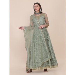 Best Women's Anarkali Suit For Weddings and Party Functions 3/4 Sleeve <b>Net</b> Crepe Semi stitched at Affordable Price - Product Image 1