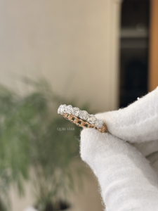 Anillo de media eternidad festoneado con diamantes redondos radiantes cultivados en laboratorio, 1.30 quilates VVS VS EF, oro macizo de 14 quilates, colección de joyería nupcial - Product Image 2