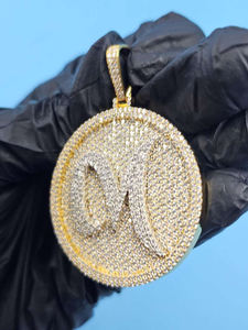 Pendentif Moissanite Rond Sertie de Pierres, Collier Bling Hip Hop de Luxe, Bijou Audacieux et Étincelant pour Homme, Idée Cadeau Tendance - Product Image 2