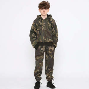 Ensemble de jogging pour garçons, camouflage, à capuche, manches longues, fermeture éclair, vêtements décontractés, respirant, en coton, tenue d'automne pour enfants - Product Image 4