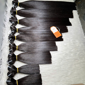 Super venta paquete crudo trama hueso recto 100% cabello humano varias longitudes Color negro Natural Super doble dibujado sedoso suave - Product Image 3