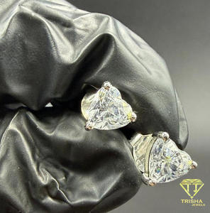 Classic Heart Cut Moissanite Diamond Earrings 925 Sterling <b>Silver</b> Luxury Women <b>Stud</b> Jewelry - Product Image 5