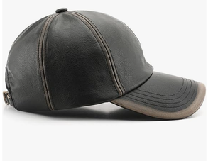 PU Leather Baseball Cap Vintage Washed Dad Hat Unisex Solid Color Low Profile Classic Adjustable Streetwear Cap - Product Image 1