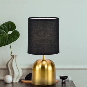 Lampe de table en fer forgé écologique avec ampoules halogènes, alimentée par courant alternatif, abat-jour en tissu noir, lampe de bureau moderne pour chambre à coucher, salon - Product Image 2