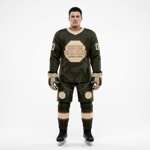 Uniformes de Hockey sobre Hielo Personalizados para Hombre, Color Naranja, Impresión por Sublimación, Franjas Reflectantes, Nombre del Equipo, Números, Talla Adulto - Product Image 2