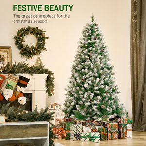 Albero di Natale Artificiale Innevato da 210 cm con 61 Pigne e 800 Punte in PE, con Cerniere e Rami a Forma di Abete - Product Image 4