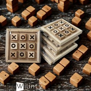 Jeu de Tic Tac Toe Classique en Bois CH, Blocs X O Sculptés, Finition Bois Naturel, Cadeau pour Tous les Âges - Product Image 4