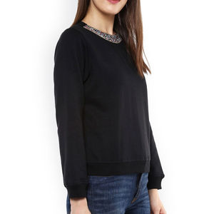 Sudadera de Mujer de Manga Larga, Cuello Redondo, Color Sólido, con Logotipo Estampado, Sudadera de Moda al por Mayor para Mujer - Product Image 2