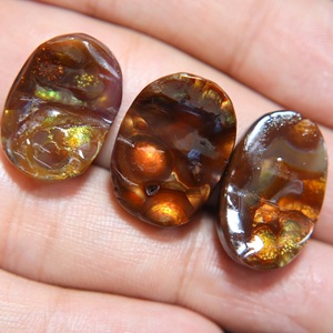 Natural <b>Mexican</b> Fire Agate Druzy Cabochon Smooth Oval Shape Loose Gemstone for Jewelry - Product Image 3