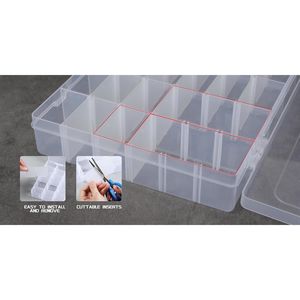 กล่องเก็บของพลาสติกใสทรงสี่เหลี่ยม 2 ชิ้น สำหรับจัดระเบียบลูกปัด สกรู อุปกรณ์ฮาร์ดแวร์ และเครื่องประดับ - Product Image 2