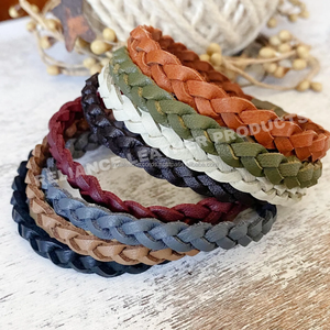 Cordon en cuir tressé plat robuste-Tresse à 3 plis de 10mm de large en marron/noir-Idéal pour les bracelets pour hommes et les cravates Bolo, breloque - Product Image 3