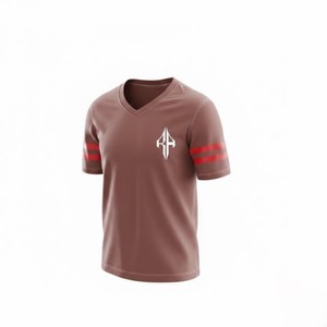 Maillot de football américain col en V de qualité supérieure pour homme – T-shirt d'été à manches courtes, couleur unie, grandes tailles, 100 % polyester respirant et à séchage rapide - Product Image 5