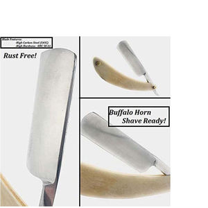 IKZARSA <b>Straight</b> Razor Buffalo Bone Handle Stainless Steel Blade Single Blade Face Shaving Barber Shop and Personal Use - Product Image 1