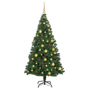 Sapin de Noël artificiel vert de 70,9 pouces en PVC, acier et plastique, décorations lumineuses festives de Noël - Product Image 4