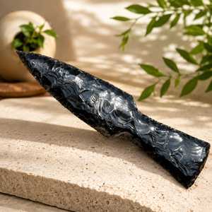 Couteau en cristal d'obsidienne noire fait main de 10 pouces, lame en pierre sculptée, vente en gros, lot en vrac - Product Image 2