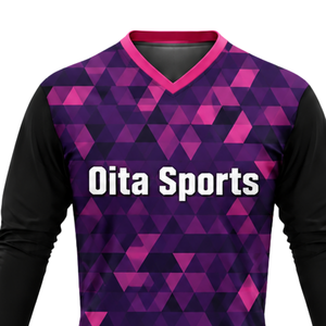 ชุดวอลเลย์บอลชาย สีม่วงดำ แบบซับลิเมชั่น เสื้อแขนยาวและกางเกงขาสั้น ชุดกีฬาระบายอากาศได้ดี เหมาะสำหรับการฝึกซ้อม - Product Image 4