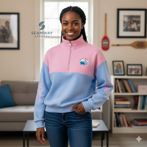 Pull à col montant zippé Jack And Jill Of America, sweat-shirt décontracté à fermeture éclair courte - Product Image 5