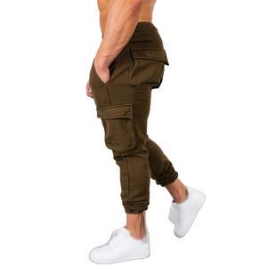Pantalones de chándal informales de verano para hombre, ropa deportiva de lana para gimnasio, pantalones de chándal rasgados, cintura elástica, entrenamiento de carga con múltiples bolsillos - Product Image 5