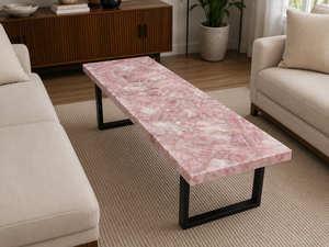 Mesa de Comedor de Cuarzo Rosa de Lujo, Piedra Natural Semipreciosa, Ecológica, Muebles Modernos Personalizados para Diwali y Aniversarios - Product Image 2